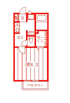 横須賀市追浜町３丁目のアパートの間取り|広々27.16㎡・日当たり良好