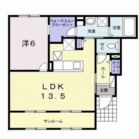 【間取り】 | レット・イット・ビィ２ | 1LDKのお部屋です