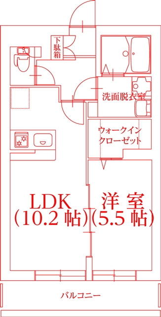 藤沢市城南３丁目の賃貸マンションの間取り|洗面台とトイレが別の空間になります♪