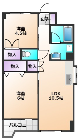 小平市仲町の賃貸マンションの間取り