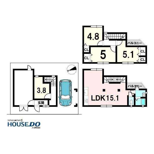中古戸建　大東市新田本町（平成6年築）の間取り|敷地・間取り図面は略図につき現況を優先致します。