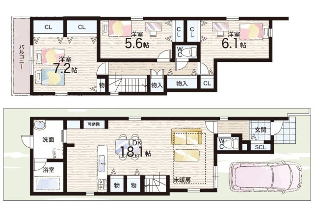 ■枚方市香里園東之町　新築一戸建ての間取り