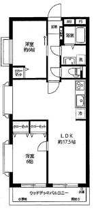 センチュリー東大宮第二の間取り|【センチュリー東大宮第二】・2LDK・専有面積62.70m2・バルコニー面積6.60m2