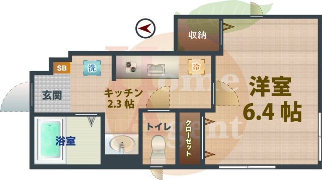【間取り】 | メゾン ド フルール | 1Kのお部屋です。
