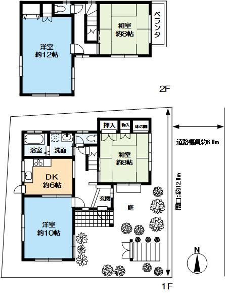 茨木市南春日丘5丁目戸建の間取り|延べ床面積：105.97㎡の4DKです。