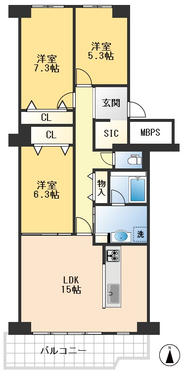 千里台スカイハイツA棟の間取り