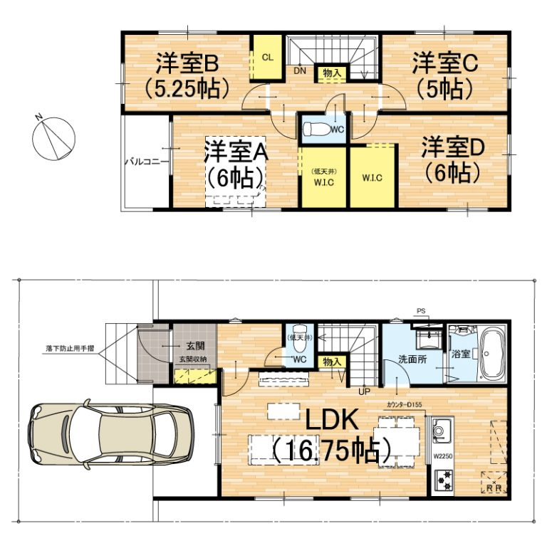 宇治市広野町寺山　第1期　新築一戸建ての間取り|1号地