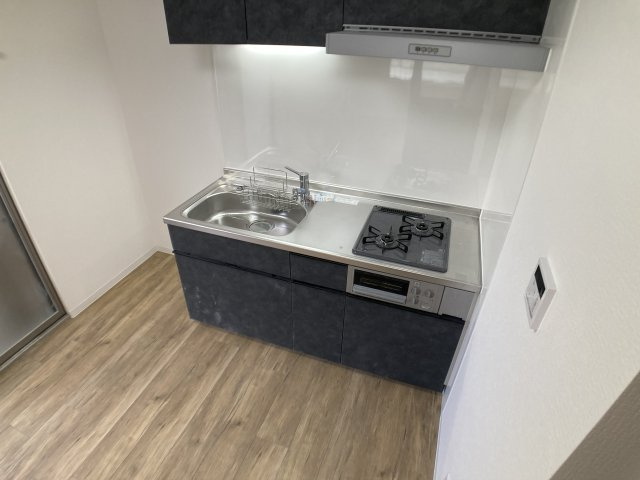 ビーコート下三条のキッチン|システムキッチン、2口ガスコンログリル付き