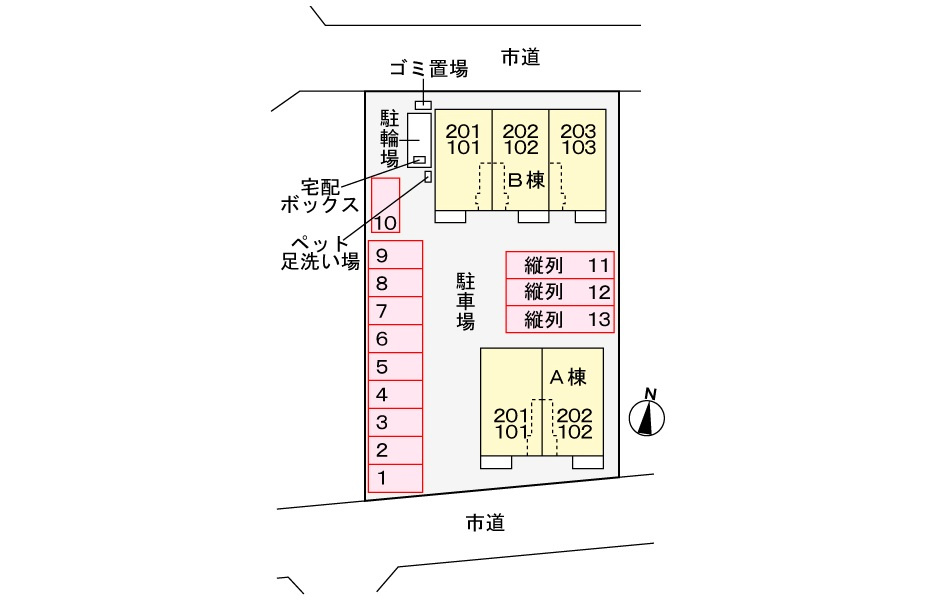 ラピスールＡの駐車場