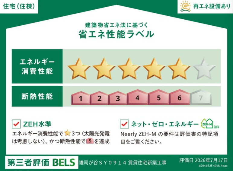 雑司が谷一丁目PJの省エネ性能ラベル