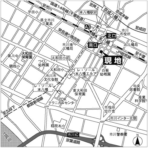 市川市南八幡４丁目の賃貸マンションの地図