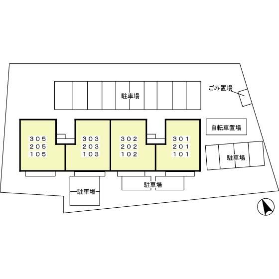 小牧市大字久保一色のアパートの区画図