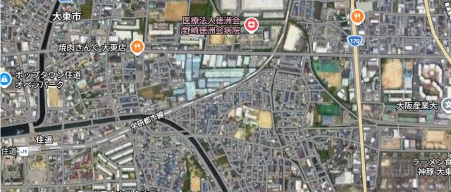 大東市泉町　新築一戸建ての地図