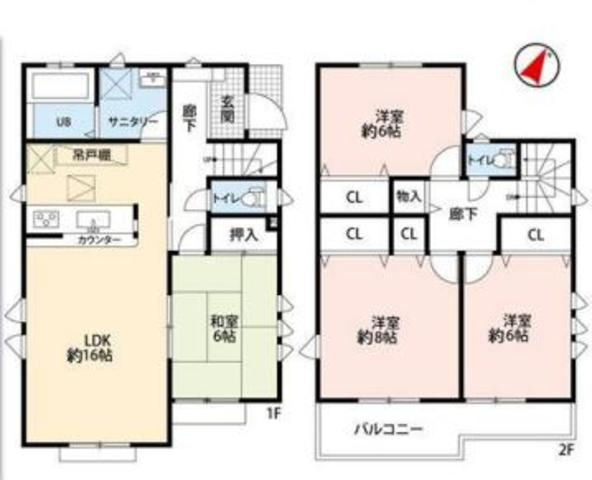 坂戸市花影町　中古売戸建の間取り