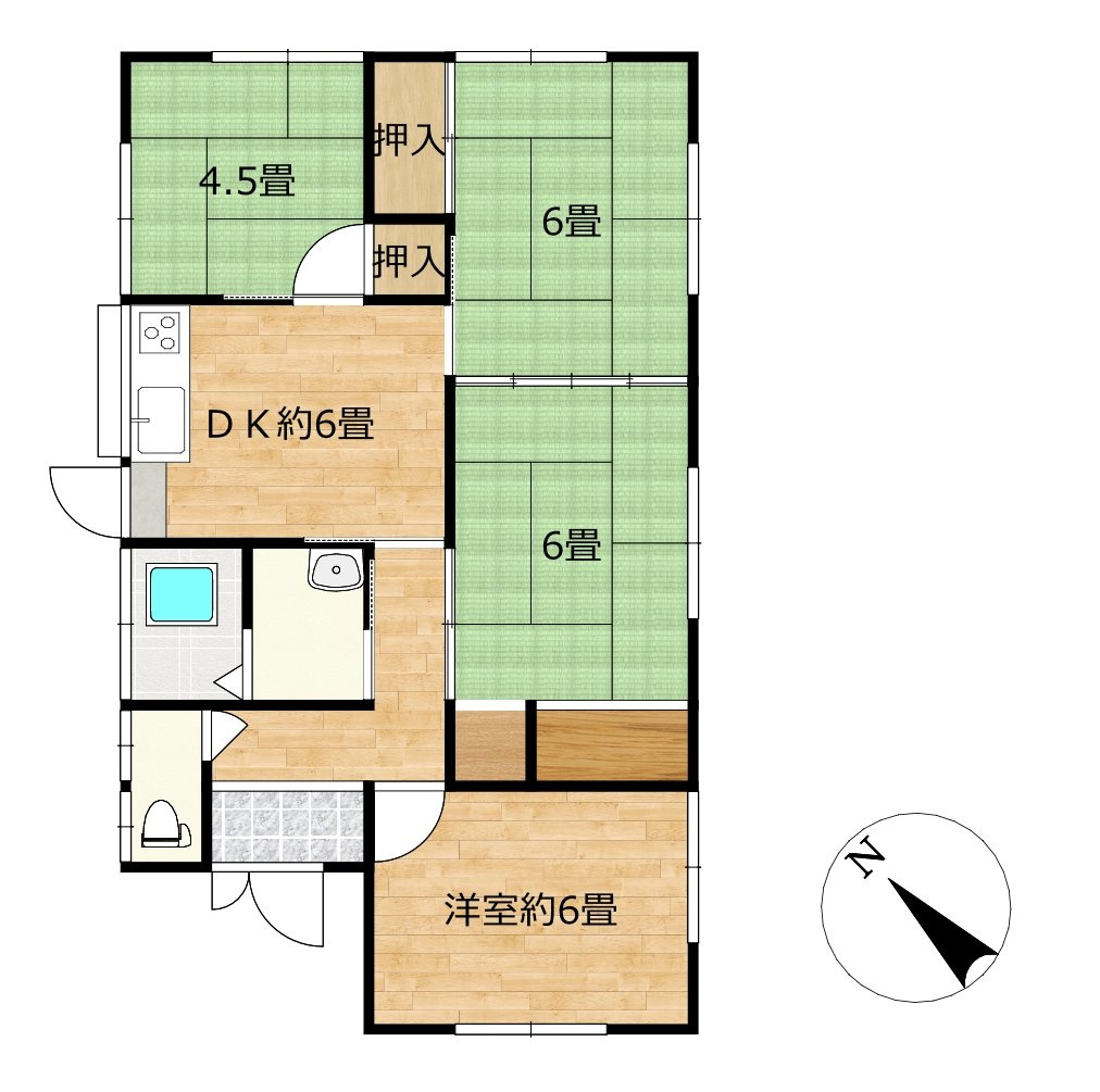 防府市岸津二丁目　戸建ての間取り|現況の間取りです。