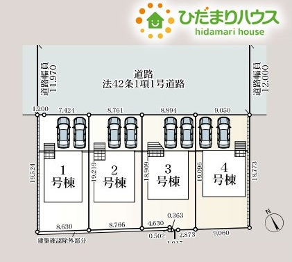 本庄市下野堂第8　新築一戸建て　クレイドルガーデン　01の区画図