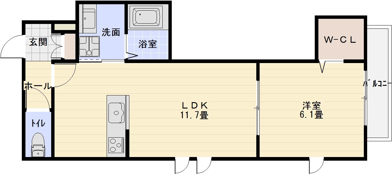 メゾンルシェルの間取り|メゾンルシェル（八尾市）　1LDK