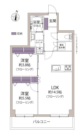 ライオンズマンション大名の間取り|間取り