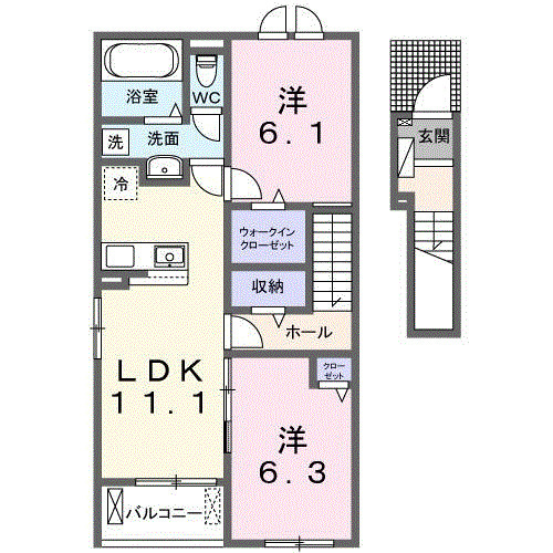 ヴィスタ　ブライト　Ｄの間取り|間取図