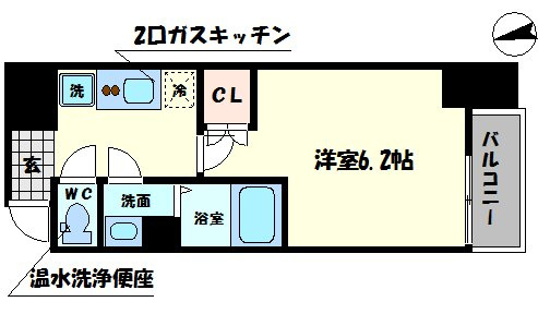 グランエクラ今宮戎の間取り|グランパシフィック今宮戎　角部屋タイプ