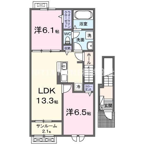 アイルーⅡの間取り|家賃減額キャンペーン実施中！ペット飼育可能な２ＬＤＫ♪