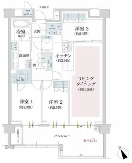 【間取り】 | ザ・パークハウス　代々木大山レジデンス | 全居室に収納スペースをしっかり確保した機能的な間取り！家具の配置もしやすく空間を広く使えます♪