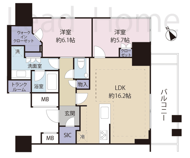 【間取り】 | プラウドタワー渋谷 | 全居室に収納スペースをしっかり確保した機能的な間取り！家具の配置もしやすく空間を広く使えます♪