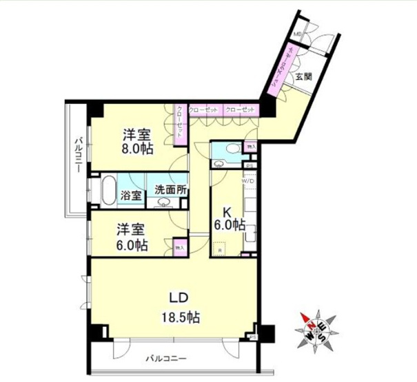 【間取り】 | パークハウス広尾 | 全居室に収納スペースをしっかり確保した機能的な間取り！家具の配置もしやすく空間を広く使えます♪