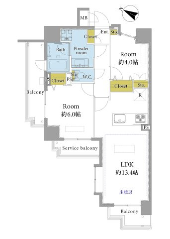【間取り】 | ヴィーナ・パルテール | 全居室に収納スペースをしっかり確保した機能的な間取り！家具の配置もしやすく空間を広く使えます♪