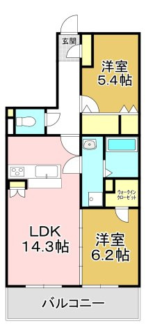 宗像市東郷５丁目の賃貸マンションの間取り