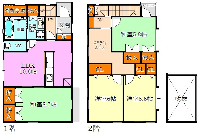 妙法寺菅ノ池貸家の間取り