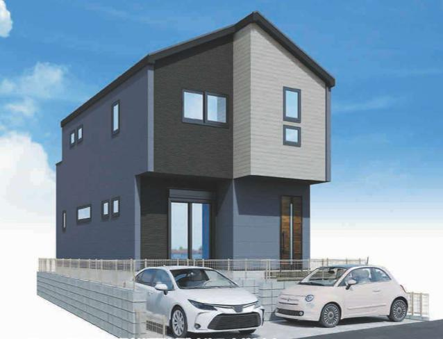 八王子市　緑町　新築一戸建て　８期の外観パース|～山田駅徒歩5分　2台駐車可能　小学校近くお子様の登下校安心の立地～