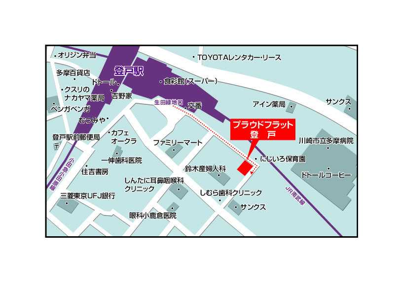 プラウドフラット登戸の地図