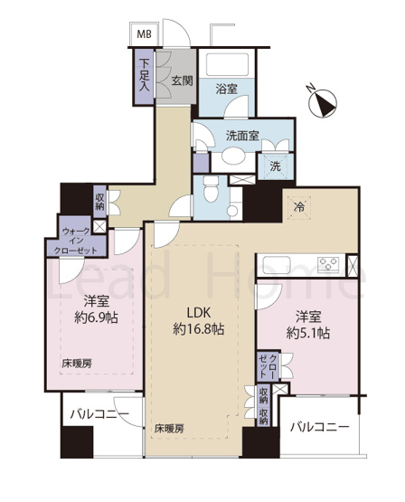 【間取り】 | パークコート赤坂桜坂 | 家族全員がゆったりと過ごせる充実した間取りです！効率的な家事動線で日々の生活も快適に整います♪