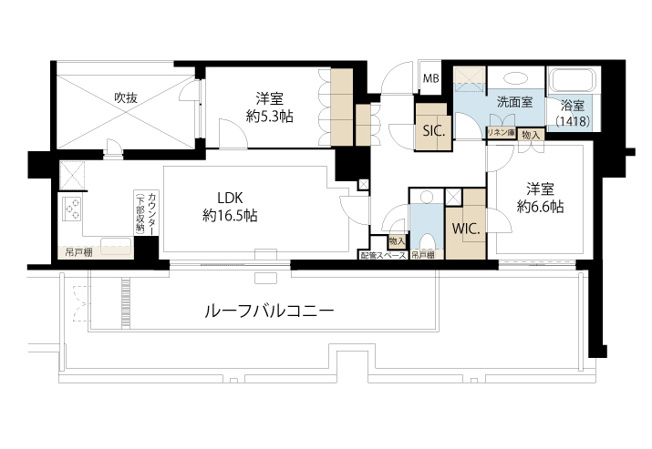 【間取り】 | パーク　レ・ジェイド白金レジデンス | 各部屋にゆとりがある使い勝手の良い間取りです！ご家族それぞれのプライベート空間を快適に確保できます！