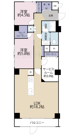 【間取り】 | シャトー赤坂台 | 無駄がなく使い勝手の良い間取り設計です！家具の配置もしやすいため快適にお過ごしいただけます！