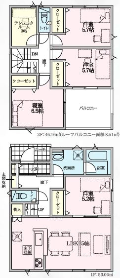 本庄市下野堂第８　の間取り|３号棟間取り図