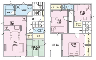 【間取り】 | 新潟市秋葉区小須戸 第1  1号 | 4LDKの間取り、駐車スペース3台可です('ω')ノ
