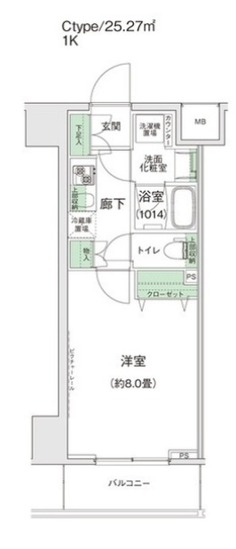 スタイリオ蒲田Ⅱの間取り|間取り　1K洋室8帖