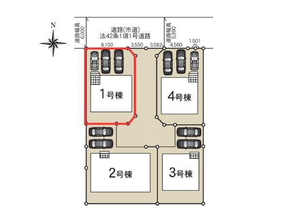 久原中央第5-1号棟の区画図|※図面と現況が異なる場合は現況を優先させていただきます。