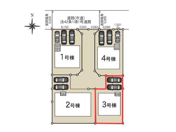 久原中央第5-3号棟の区画図|※図面と現況が異なる場合は現況を優先させていただきます。