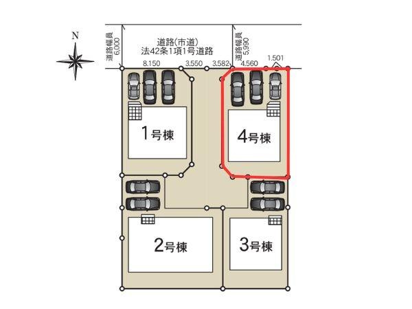 久原中央第5-4号棟の区画図|※図面と現況が異なる場合は現況を優先させていただきます。