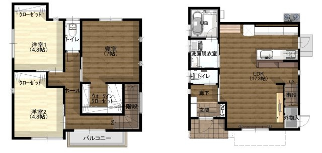 高松市香西北町の中古一戸建の間取り