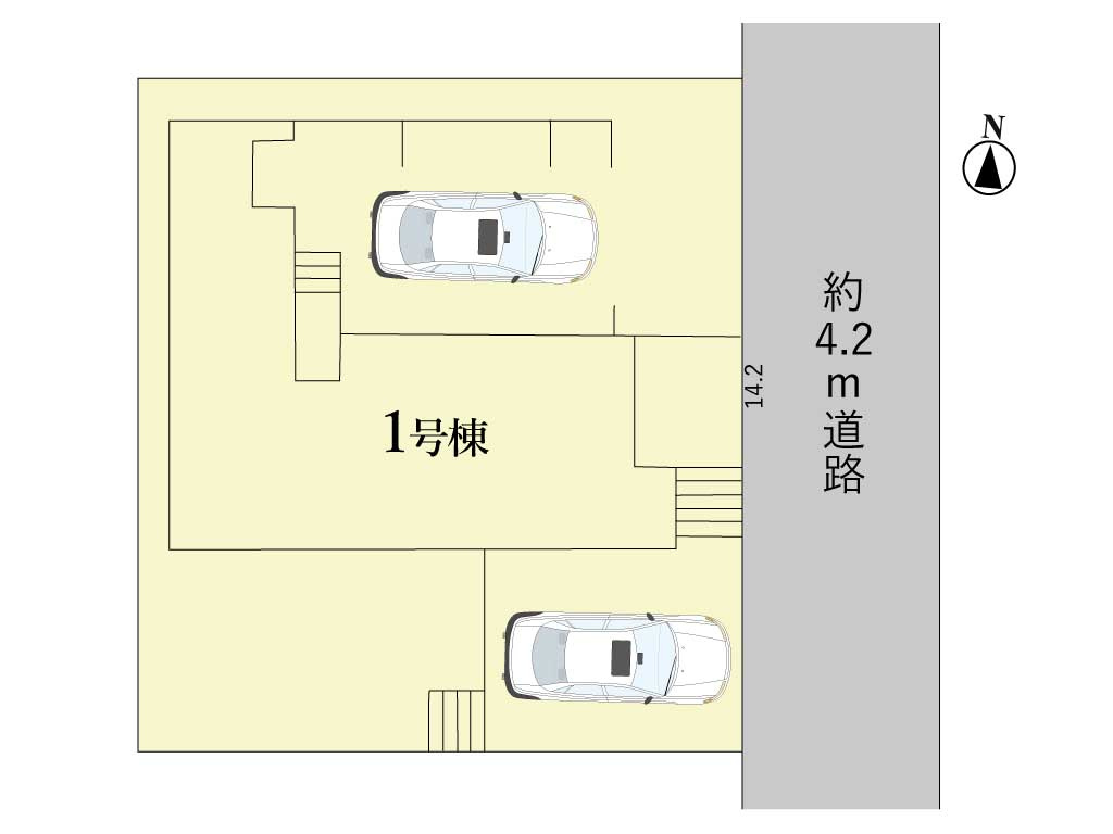 鈴鹿市稲生町《1号棟》の区画図|駐車スペース2台