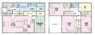 【間取り】 | 新潟市秋葉区小須戸 第1  2号 | 4LDK＋Sの間取り、駐車スペース3台可です('ω')ノ
