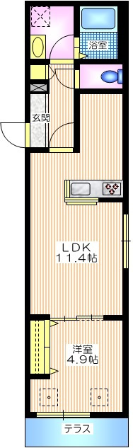 Ｃａｓａ　天神の間取り|解放感のある広々した１LDK