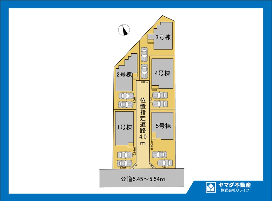 リナージュ　一宮市今伊勢町本神戸01期　全5区画分譲の区画図|■区画図
■YAMADA電機の　ヤマダ不動産　株式会社リライフ　
いつでもお問合わせ下さい。