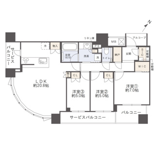 【間取り】 | シエリアタワー中之島 | 【間取り】新築未入居住戸！高層階41階部分・北西向きになり圧巻の眺望◎