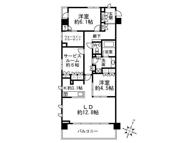 横浜市磯子区中原４丁目の賃貸マンションの間取り