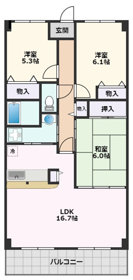 【間取り】 | ミストラル岸部南